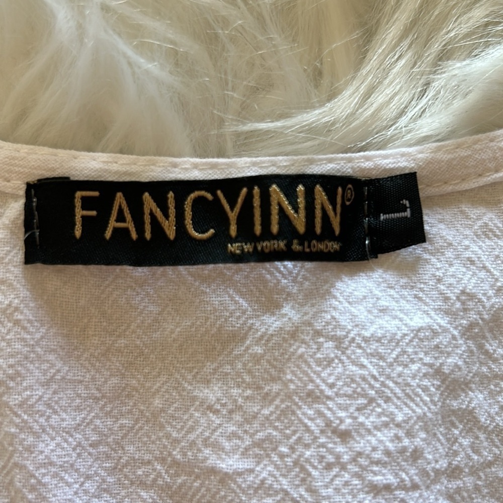Fancy Inn White Cotton Ruffle Cropped Top Size Large - Picture 11 of 12